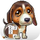 Perros Arte De Pixel - Perrito Colorear Por Número
