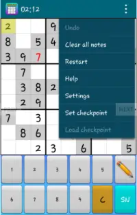SUDOKU puzzle game with 1200 tables Screen Shot 2