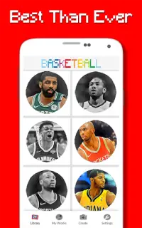 لاعبي كرة السلة اللون حسب عدد - بكسل الفن Screen Shot 3