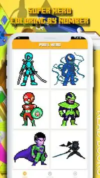 Farbe nach Anzahl Superhero Malbuch Pixel Art Screen Shot 0
