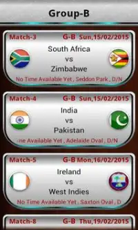 Cricket Cup 2015 Fixtures Screen Shot 6