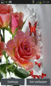 Pink Rose Butterfly LWP Screen Shot 0