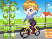The little girl learn bicycle Screen Shot 1