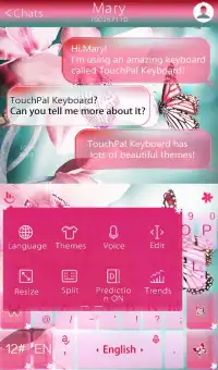 Pink Butterfly Keyboard Theme Screen Shot 2