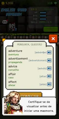 Calabouço Inglês: Aprenda Inglês Palavra Screen Shot 1