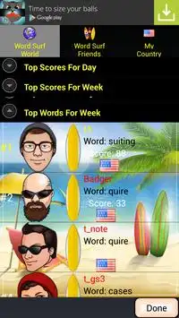 WordSurf Best Boggle Word Game Screen Shot 6