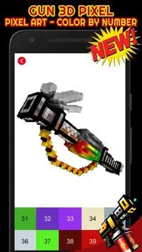 Gun 3D Pixel Art Color By Number Screen Shot 3