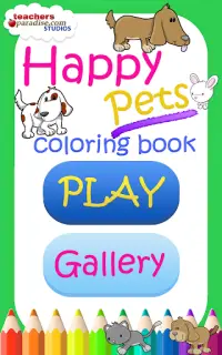 Dogs, Cats & Happy Pets Coloring Book Game Screen Shot 8