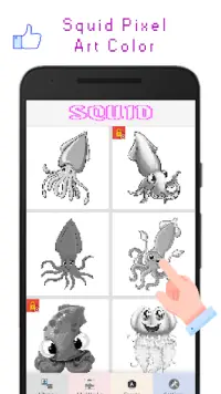 Squid Pixel Art Color Screen Shot 0