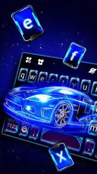 最新版、クールな Neon Sports Car のテーマキーボード Screen Shot 1