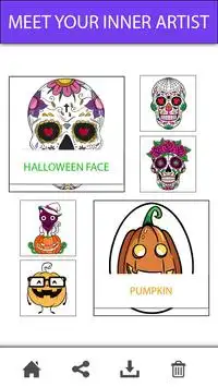Effrayant Halloween Pages colorier - Sucre Crânes Screen Shot 1