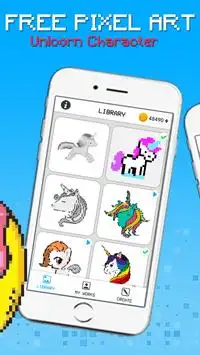 Unicorn Pixel Art - Coloring By Number Screen Shot 1
