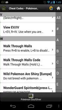 Cheat Codes Pokémon SoulSilver Screen Shot 3