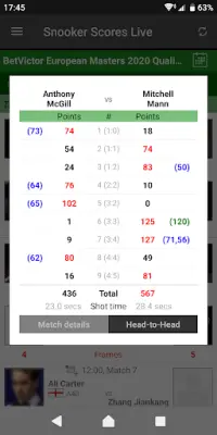 Snooker Scores Live Screen Shot 2