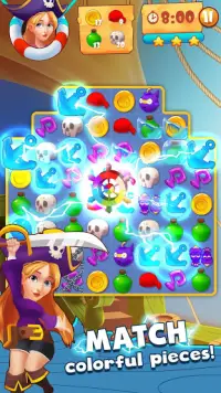 Pirate Treasures Crush - Match 3 Candy Puzzle Game Screen Shot 1