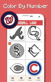 Baseball Logo Color By Number - Pixel Art Screen Shot 1