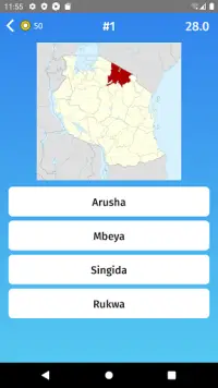 Tanzania: Regions & Provinces Map Quiz Game Screen Shot 2