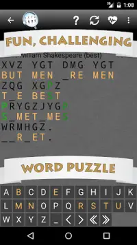 Cryptogram Word Puzzle Screen Shot 0