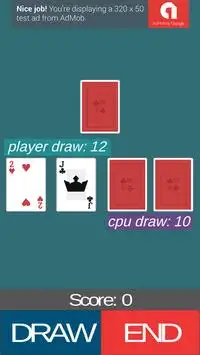 Simple Blackjack (21 card game) Screen Shot 1