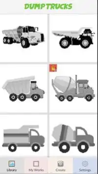 Pixel Art Dump Trucks - Color By Number Screen Shot 0