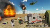 Blocky US Fire Truck & Army Ambulance Rescue Game Screen Shot 14