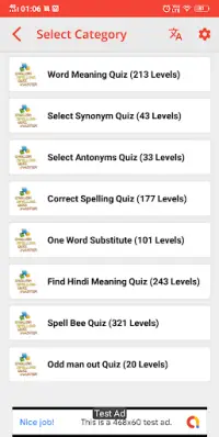 English Spelling Quiz- Hindi Eng Word meaning 2020 Screen Shot 1
