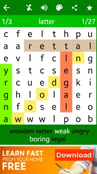 Puzzle de recherche de mots: 100 langues Screen Shot 3