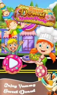 Tatlı Donut Maker Partisi - Çocuk  Pişirme Oyunu Screen Shot 0