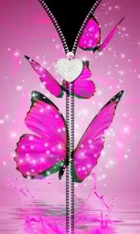 Pink Butterfly Zipper UnLock Screen Shot 7
