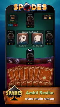 Spades - Game Kartu Offline Gratis Screen Shot 1