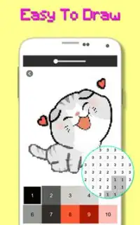 Kawaii Cat Color By Number - Pixel Art Screen Shot 2
