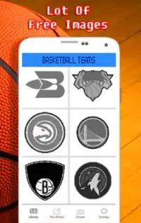Basketball Logo Coloring By Number - Pixel Art Screen Shot 5
