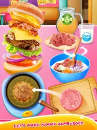 School Lunch Food - Burger, Popcorn Chicken & Milk Screen Shot 0