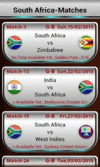 Cricket Cup 2015 Fixtures Screen Shot 4