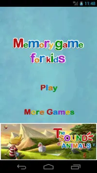 Memory Game for Kids Screen Shot 0