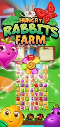 Hongerige konijnenboerderij - match 3 puzzel! Screen Shot 0