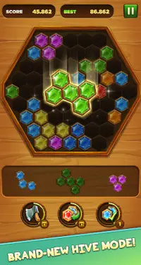 Puzzle de blocos de madeira - Explosão de jóias Screen Shot 2