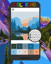 Landscape Pixel Art Coloring By Number Screen Shot 2