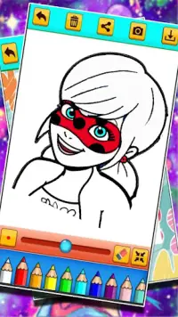LadyBug coloring the cat: coloring pages Screen Shot 3