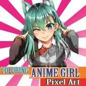 coloring anime girl pixel art