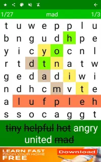 Puzzle de recherche de mots: 100 langues Screen Shot 11
