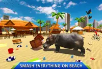 Wild Hippo Beach Attack Джунгли Симулятор Screen Shot 1