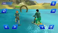 Water surfing kids bike racing Screen Shot 1