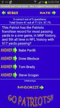 Trivia Game - Schedule for Die Hard Patriots Fans Screen Shot 5