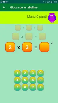 Gufetto plays with the multiplication tables Screen Shot 1