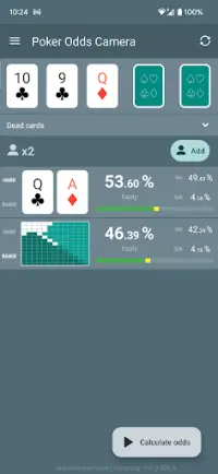Poker Odds Camera Calculator Screen Shot 1
