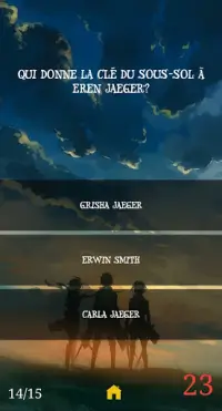SNK Attack On Titan Questions, musique et phrases Screen Shot 2