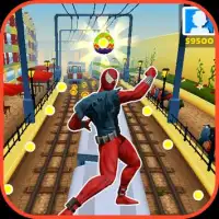 Super Hero Subway Surf: Rush Hours Spider Runner Screen Shot 4