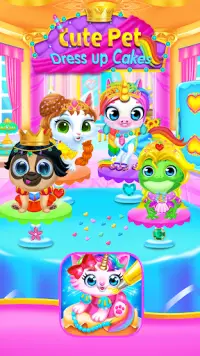 Cute Pet Dress Up Cakes - Rainbow Baking Games Screen Shot 0