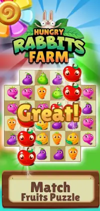 Hungry coelhos farm - match 3 puzzle! Screen Shot 1
